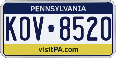 PA license plate KOV8520