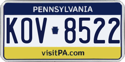 PA license plate KOV8522