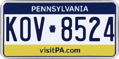 PA license plate KOV8524