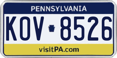 PA license plate KOV8526