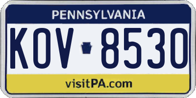 PA license plate KOV8530