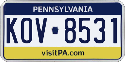 PA license plate KOV8531