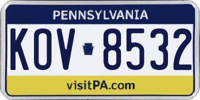 PA license plate KOV8532