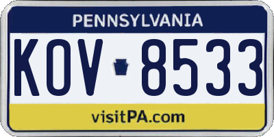PA license plate KOV8533