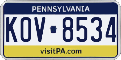PA license plate KOV8534