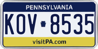 PA license plate KOV8535
