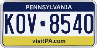 PA license plate KOV8540