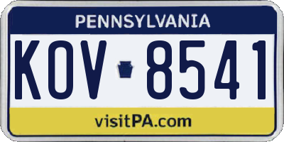 PA license plate KOV8541