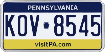 PA license plate KOV8545