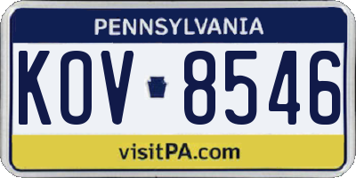 PA license plate KOV8546