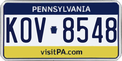 PA license plate KOV8548