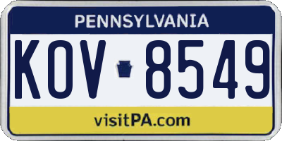 PA license plate KOV8549