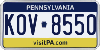 PA license plate KOV8550