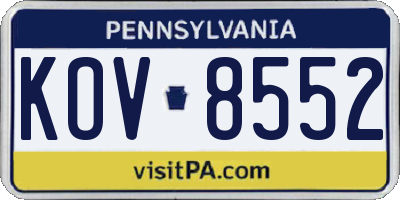 PA license plate KOV8552