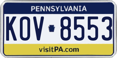 PA license plate KOV8553
