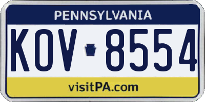 PA license plate KOV8554