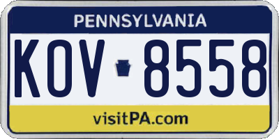 PA license plate KOV8558