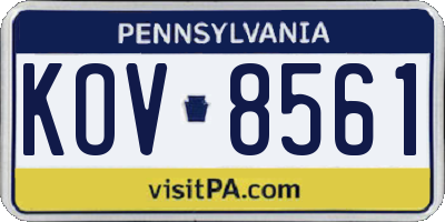 PA license plate KOV8561