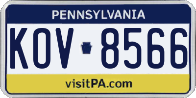 PA license plate KOV8566