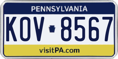 PA license plate KOV8567