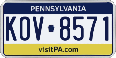 PA license plate KOV8571