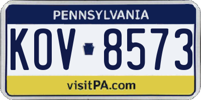 PA license plate KOV8573