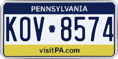 PA license plate KOV8574