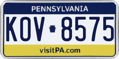 PA license plate KOV8575