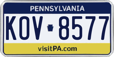 PA license plate KOV8577
