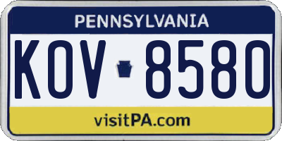 PA license plate KOV8580