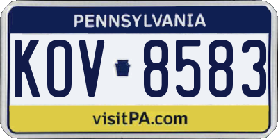 PA license plate KOV8583