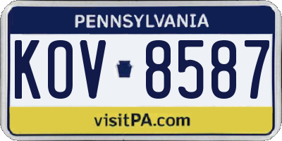 PA license plate KOV8587