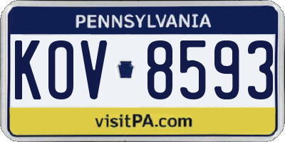 PA license plate KOV8593