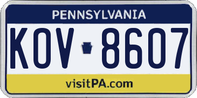 PA license plate KOV8607