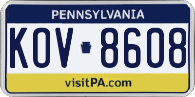 PA license plate KOV8608