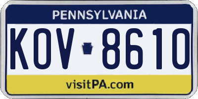 PA license plate KOV8610