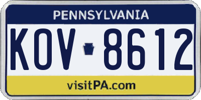 PA license plate KOV8612