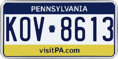 PA license plate KOV8613