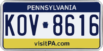PA license plate KOV8616