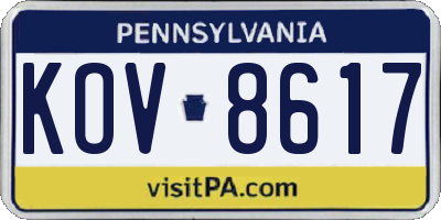 PA license plate KOV8617