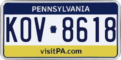 PA license plate KOV8618