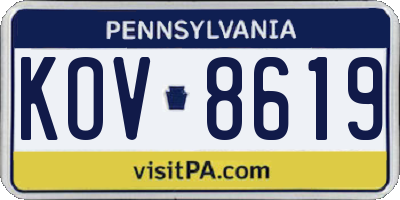 PA license plate KOV8619