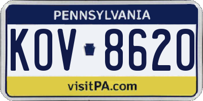 PA license plate KOV8620