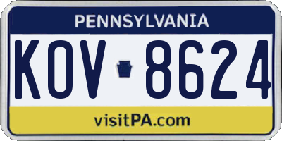 PA license plate KOV8624