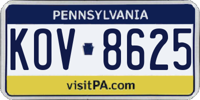 PA license plate KOV8625