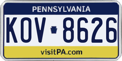 PA license plate KOV8626