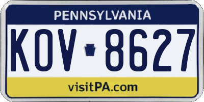 PA license plate KOV8627