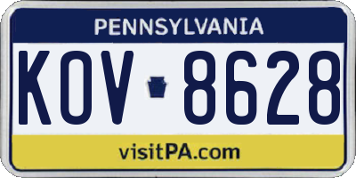 PA license plate KOV8628