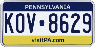 PA license plate KOV8629