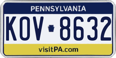 PA license plate KOV8632